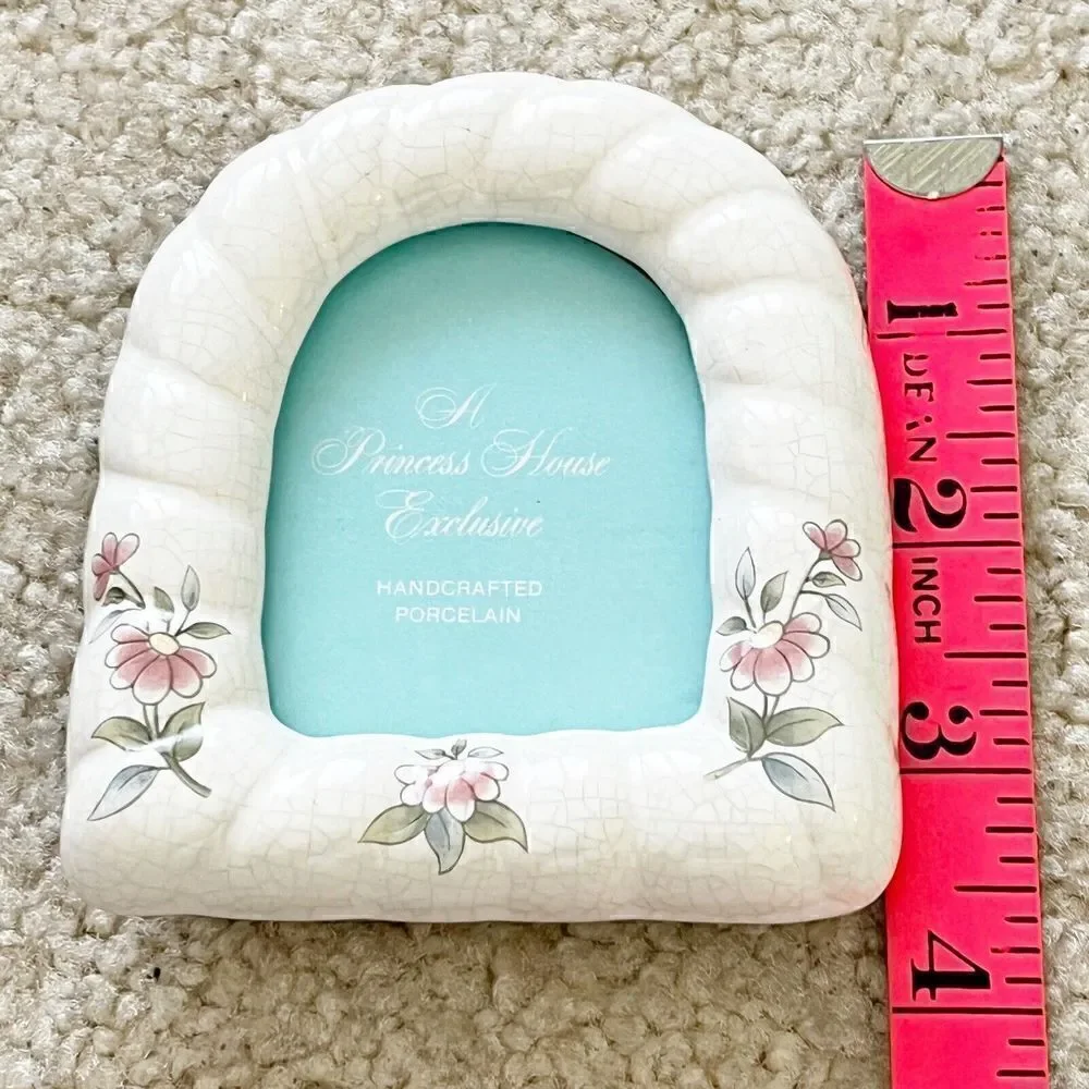 Victorian Roses Picture Frame Romantic Small Porcelain Crackle Princess Baby